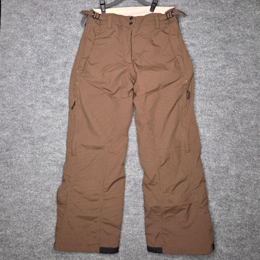 VTG Columbia Convert Womens M Snowboard Pants Striped Brown Pink Omni Tech Y2K